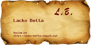 Lacko Betta névjegykártya